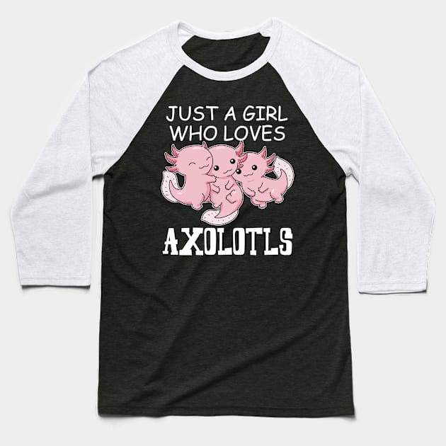 Axolotl Gifts Kids Kawaii Axolotl Gift Girls Women Axolotl Baseball T-Shirt by PomegranatePower